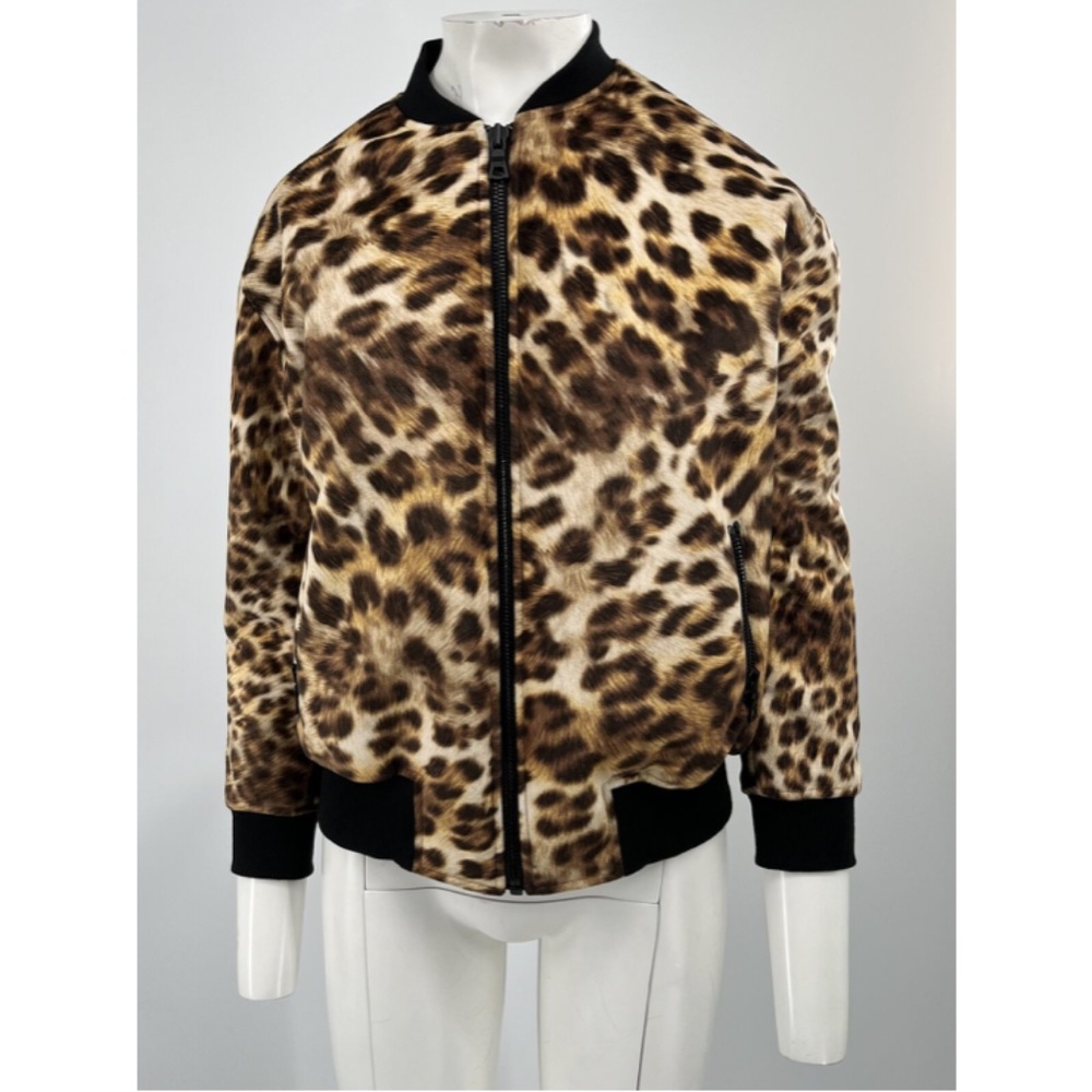 Alice+Olivia Sample Leopard Print Fuzzy Bomber Ja… - image 1